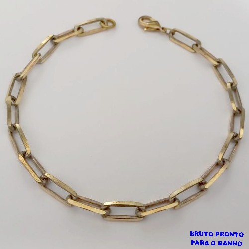 PULSEIRA NO BRUTO PRONTO PARA O BANHO( LARGURA 5.4MM)(CX167)PULSEIRA SIMPLES COM FECHO LAGOSTA 100% LATÃO(KDL1.50) (TAMANHO 20CM)PESO 5.2GR - BRU24960