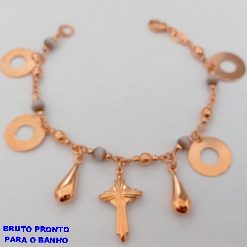 PULSEIRA NO BRUTO PRONTO PARA O BANHO(CX167 PULSEIRA SIMPLES COM CONTAS EM PORCELANA DE4MM E PINDURICALHO(TAMANHO 18CM)PESO 9.3GR - BRU24968