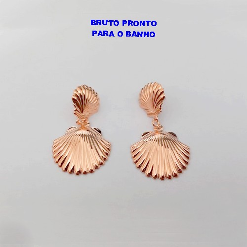 BRINCO NO BRUTO PRONTO PARA O BANHO (CX167) BRINCO DE PINO COM BASE E PINGENTE DE CONCHINHA BASE DE 12MM E PINGENTE DE 20MM (PESO 3.2GR - BRU24971
