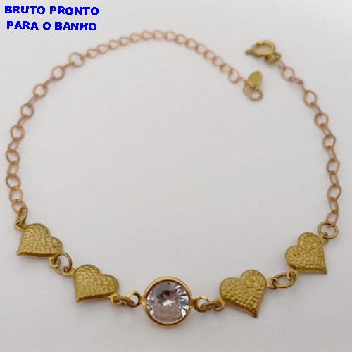 PULSEIRA NO BRUTO PRONTO PARA O BANHO(CX167 PULSEIRA SIMPLES CONECTOR COM UMA PEDRA DE ZIRCONIA DE 10MM - 18CM)PESO 2.4GR - BRU24976