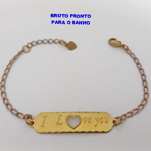 PULSEIRA NO BRUTO PRONTO PARA O BANHO(CX168) PULSEIRA DE CHAPA(15CM+ EXTENSOR - PESO 2.4GR - BRU24988