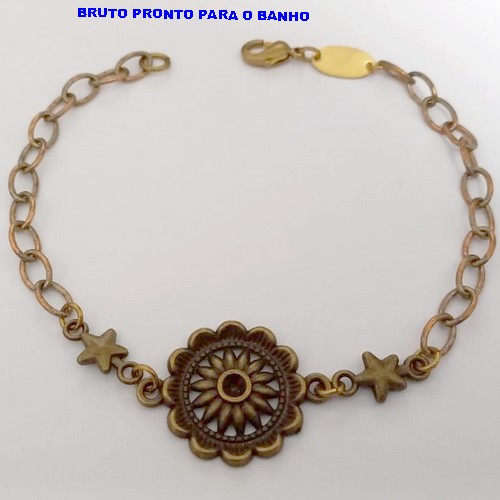PULSEIRA NO BRUTO PRONTO PARA O BANHO(CX168)PULSEIRA COM CONECTOR EM ALTA FUSÃO(TAMANHO 18CM)COM FECHO LAGOSTA - PESO 6.8GR - BRU25013