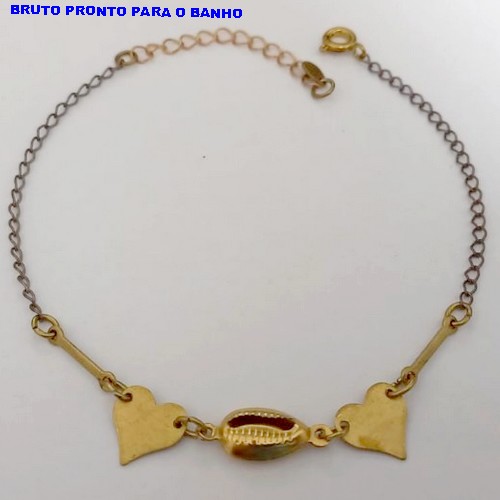 PULSEIRA NO BRUTO PRONTO PARA O BANHO(CX168)PULSEIRA COM CONECTOR DE CHAPINHA E OLHO GREGO (TAMANHO 18CM+EXTENSOR) - PESO 2.8GR - BRU25014