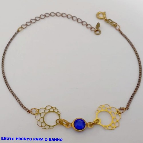 PULSEIRA NO BRUTO PRONTO PARA O BANHO(CX168)PULSEIRA SIMPLES E DELICADA (TAMANHO 18CM+EXTENSOR) - PESO 1.6GR - BRU25018