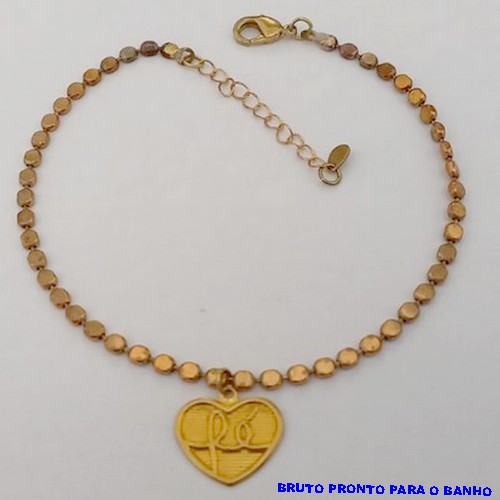 PULSEIRA NO BRUTO PRONTO PARA O BANHO(CX168)PULSEIRA SIMPLES E DELICADA COM PINGENTE DE FÉ " (TAMANHO 20CM+EXTENSOR) - PESO 4.9GR - BRU25022