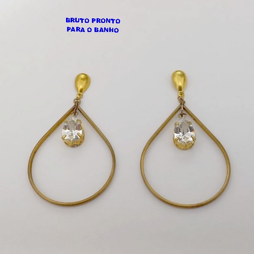 BRINCO NO BRUTO PRONTO PARA O BANHO (CX169)BRINCO COM BASE DE PINO COM ZIRCONIA 8X10MM )PESO DE 2,5GR - BRU25027
