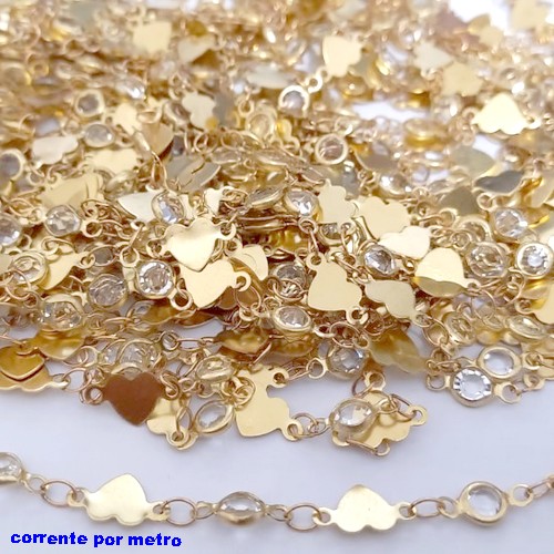 CORRENTE NO BRUTO PRONTO PARA O BANHO(CX169)VENDIDA POR METRO COM CORAÇÃO E VIDRO / BRU25031