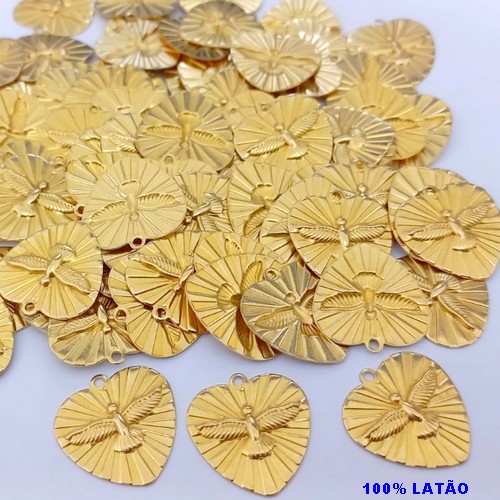 ACESSÓRIO NO BRUTO PRONTO PARA O BANHO(POTE) CORAÇÃO COM ESPIRITO SANTO 18MM - PESO 0,08GR - BRU25056