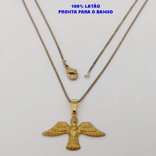 GARGANTILHA NO BRUTO PRONTO PARA O BANHO(CX170) COM CORRENTE VENEZIANA DE 45CM E PINGENTE DO ESPIRITO SANTO ) PINGENTE 2.3MM - PESO 2,3GR - BRU25062