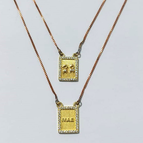 ESCAPULÁRIO NO BRUTO PRONTO PARA BANHO - CORRENTE 50CM - MÃE 12X15MM - COMPOSIÇÃO: LATÃO / ZIRCÔNIA PESO: 3.1GR - BRU25073