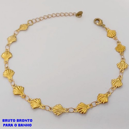 PULSEIRA NO BRUTO PRONTO PARA O BANHO(CX169)PULSEIRA TODA EM CONCHINHAS (TAMANHO 18CM+EXTENSOR )COM FECHO LAGOSTA - PESO 1.6GR - BRU25074