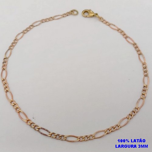 PULSEIRA NO BRUTO PRONTO PARA O BANHO(CX170)(3164L)PULSEIRA TREIS POR UM LARGURA 3.MM (TAMANHO 18CM+EXTENSOR )COM FECHO LAGOSTA - PESO 1.8GR - BRU25076