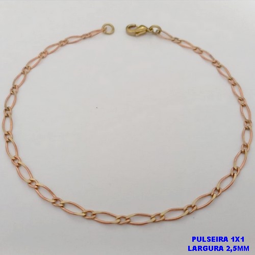 PULSEIRA NO BRUTO PRONTO PARA O BANHO(CX170)(1164)PULSEIRA UM POR UM LARGURA 2.5MM (TAMANHO 25CM )COM FECHO LAGOSTA - PESO 2GR - BRU25081