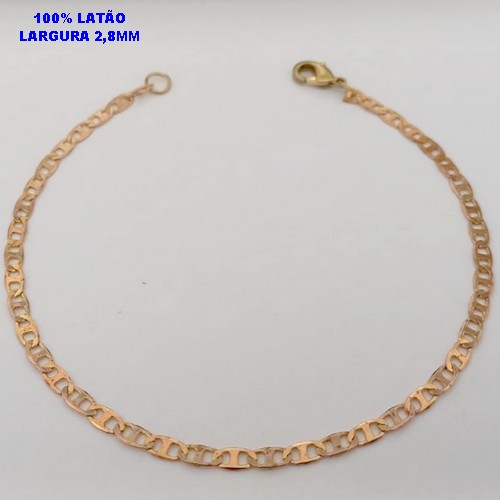 PULSEIRA NO BRUTO PRONTO PARA O BANHO(CX170)(COL180-1)PULSEIRA LARGURA 2.8MM (TAMANHO 25CM )COM FECHO LAGOSTA - PESO 2.GR - BRU25087