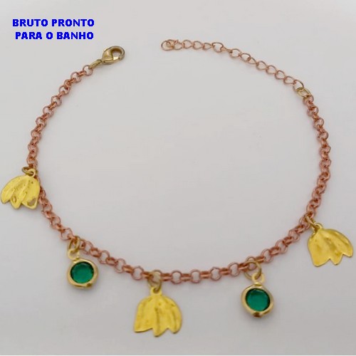 PULSEIRA NO BRUTO PRONTO PARA O BANHO(CX170)PULSEIRA TODA TRABALHADA SIMPLES E DELICADA (TAMANHO 18CM )COM FECHO LAGOSTA - PESO 2,4GR - BRU25090