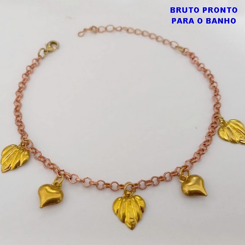 PULSEIRA NO BRUTO PRONTO PARA O BANHO(CX170)PULSEIRA TODA TRABALHADA SIMPLES E DELICADA (TAMANHO 18CM )COM FECHO LAGOSTA - PESO 2,9GR - BRU25091
