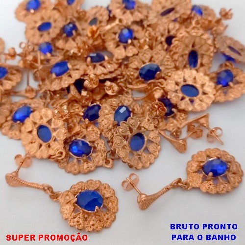 BRINCO NO BRUTO PRONTO PARA O BANHO (CX170)(BAIXA FUSÃO) BRINCO REDONDO DE 2CM COM PEDRA AZUL (PESO TOTAL 3.9GR) BRU25101