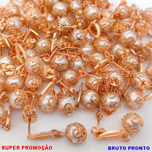 BRINCO NO BRUTO PRONTO PARA O BANHO (CX170)BRINCO PEROLA DE 6MM(CASTROADA) (PESO TOTAL 2.2GR) BRU25104