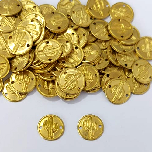 ACESSÓRIO NO BRUTO PRONTO PARA O BANHO - (3.2907F2) ACESSÓRIO REDONDO CACTOS COM DOIS FUROS 12MM - PESO TOTAL 0,5GR - COMPOSIÇÃO: 100% LATÃO - BRU0003821