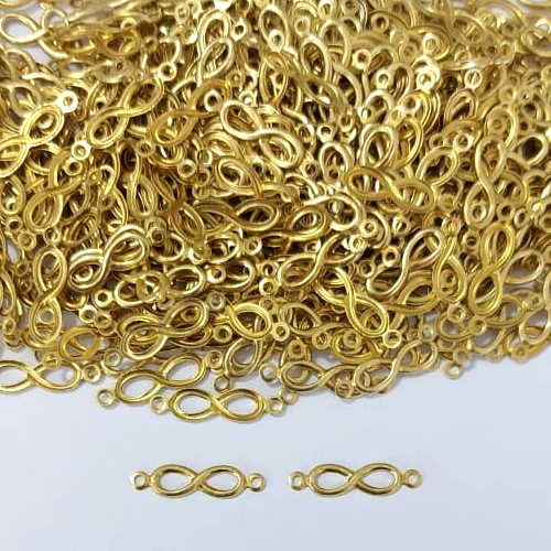 ACESSÓRIO NO BRUTO PRONTO PARA O BANHO - (V4128) ACESSÓRIO INFINTO COM DUAS ARGOLINHAS 17MM - PESO TOTAL 0,2GR - COMPOSIÇÃO: 100% LATÃO - BRU0003832