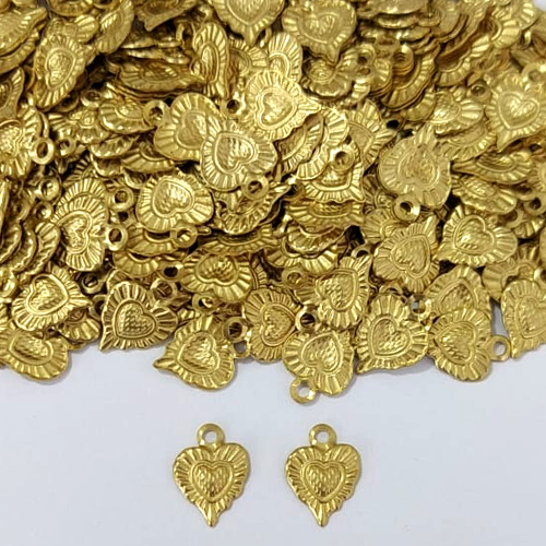 ACESSÓRIO NO BRUTO PRONTO PARA O BANHO - (V4013) ACESSÓRIO CORAÇÃO DUPLO 8MM - PESO TOTAL 0,3GR - COMPOSIÇÃO: 100% LATÃO - BRU0003844