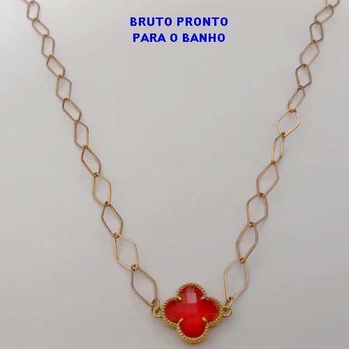 SHOCKER NO BRUTO PRONTO PARA O BANHO(100% LATÃO)CORRENTE DE 40+EXTESNOR TREVO EM VIDRO - COM FECHO LAGOSTA - LARGURA 6,5MM / PESO 5.8GR - BRU25122