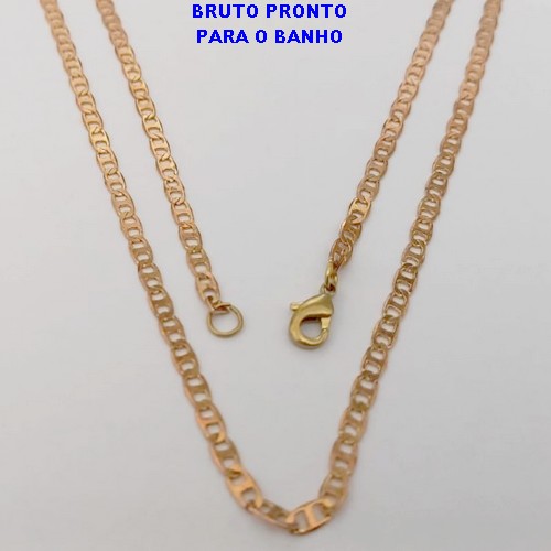 CORRENTE NO BRUTO PRONTO PARA O BANHO(COL180-1)(100% LATÃO)CORRENTE DE "50CM" - COM FECHO LAGOSTA - LARGURA 2.8MM / PESO 4.5GR - BRU25124