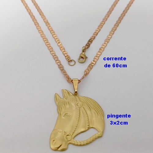 GARGANTILHA NO BRUTO PRONTO PARA O BANHO(100% LATÃO)(COL180-1)CORRENTE DE "60CM" - COM FECHO LAGOSTA(3.2302A1)CAVALO DE 3,5x3CM - LARGURA 2.8MM / PESO 6.9GR - BRU25127