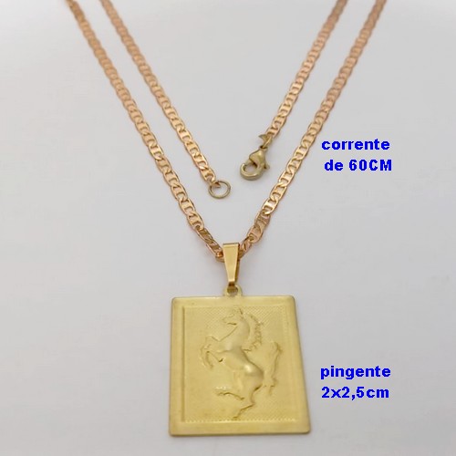 GARGANTILHA NO BRUTO PRONTO PARA O BANHO(100% LATÃO)(COL180-1)CORRENTE DE "60CM" - COM FECHO LAGOSTA(3.2849a1)CAVALO DE 2,5x2CM - CORRENTE LARGURA 2.8MM / PESO 6.9GR - BRU25128