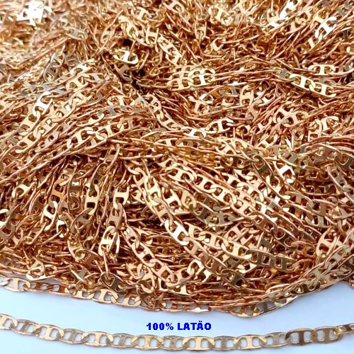 CORRENTE NO BRUTO PRONTO PARA O BANHO(COL180-1)(100% LATÃO)CORRENTE VENDIDA POR METRO- LARGURA 2.8MM (VALOR DO METRO) - BRU25131