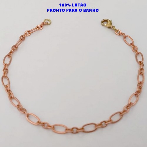 PULSEIRA NO BRUTO PRONTO PARA O BANHO(COL8/0) (100% LATÃO)PULSEIRA SIMPLES 3X1(TAMANHO 22CM)- LARGURA 4MM - BRU25133