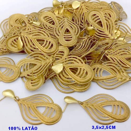 BRINCO NO BRUTO PRONTO PARA O BANHO(CX171)-BRINCO COM PINGENTE DE GOTA DUPLA E BASE DE PINO EM FORMATO DE GOTA(PESO 3.6GR ) BRU25147