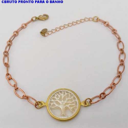 PULSEIRA NO BRUTO PRONTO PARA O BANHO(CX171)-PULSEIRA COM PINGENTE ARVORE DA VIDA DE 16MM/ TAMANHO 18CM+EXTENSOR(PESO 1,7GR ) BRU25157