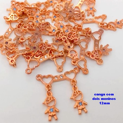 ACESSORIO NO BRUTO PRONTO PARA O BANHO(171)-(MAD) CANGA COM DOIS MENINOS COM ZIRCONIA- TAMANHO 12MM -( PESO 1.1GR - BRU25176