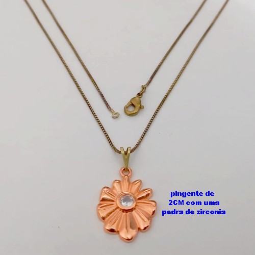 GARGANTILHA NO BRUTO PRONTO PARA O BANHO(171)-(CRIS) COM CORRENTE VENEZIANA DE 45CM E PINGENTE DE2CM COM UMA PEDRA DE ZIRCONIA -( PESO 3.7GR - BRU25186