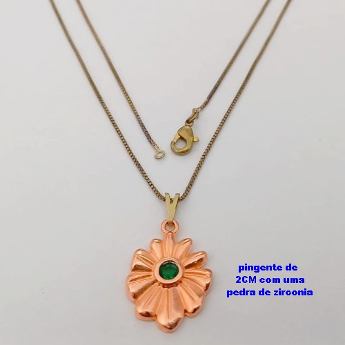 GARGANTILHA NO BRUTO PRONTO PARA O BANHO(171)-(CRIS) COM CORRENTE VENEZIANA DE 45CM E PINGENTE DE2CM COM UMA PEDRA DE ZIRCONIA -( PESO 3.7GR - BRU25187