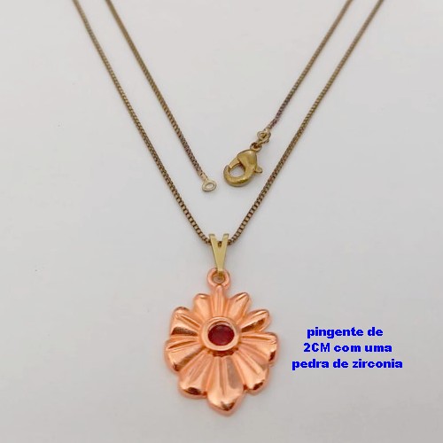 GARGANTILHA NO BRUTO PRONTO PARA O BANHO(171)-(CRIS) COM CORRENTE VENEZIANA DE 45CM E PINGENTE DE2CM COM UMA PEDRA DE ZIRCONIA -( PESO 3.7GR - BRU25188