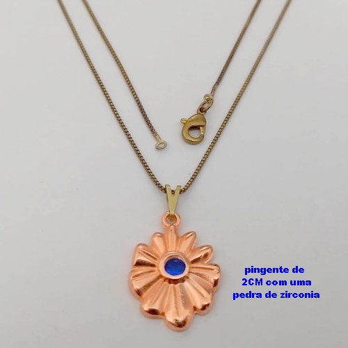 GARGANTILHA NO BRUTO PRONTO PARA O BANHO(171)-(CRIS) COM CORRENTE VENEZIANA DE 45CM E PINGENTE DE2CM COM UMA PEDRA DE ZIRCONIA -( PESO 3.7GR - BRU25189