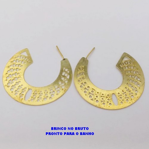 BRINCO NO BRUTO PRONTO PARA O BANHO(CX172)BRINCO DE ARGOLLA DE 4CM/ LARGURA 2CM 100% LATÃO (PESO 4.4GR - BRU25194