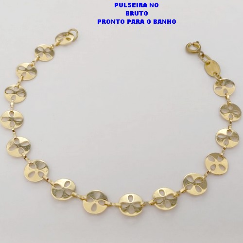 PULSEIRA NO BRUTO PRONTO PARA O BANHO(CX172)PULSEIRA SIMPLES E DELICADA /TAMANHO 18CM 100% LATÃO (PESO 2.9GR - BRU25195