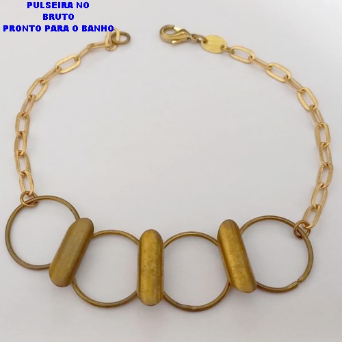 PULSEIRA NO BRUTO PRONTO PARA O BANHO(CX172)PULSEIRA SIMPLES E DELICADA /TAMANHO 18CM 100% LATÃO (PESO 5.9GR - BRU25197