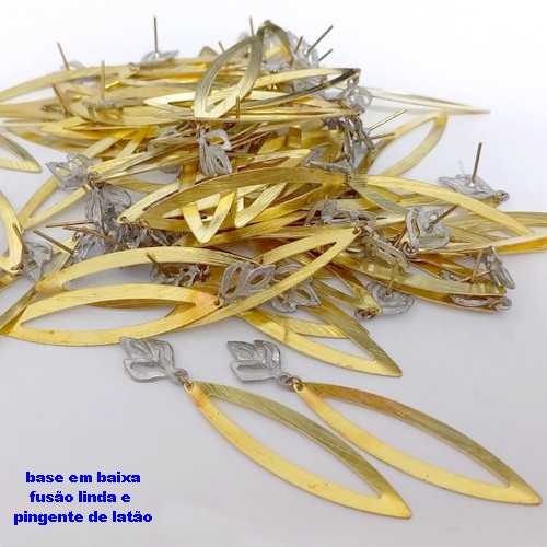 DUPLICADO - BRINCO NO BRUTO PRONTO PARA O BANHO(CX172)BRINCO COM BASE EM BAIXA FUSÃO E PINGENTE DE LATÃO GOTA DE 4.5CM (PESO 2,8GR - BRU25200