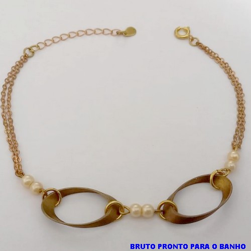 PULSEIRA NO BRUTO PRONTO PARA O BANHO(CX172)PULSEIRA SIMPLES E DELICADA COM CORRENTE DUPLA(TAMANHO 18CM+EXTENSOR (PESO 2,9GR - BRU25204