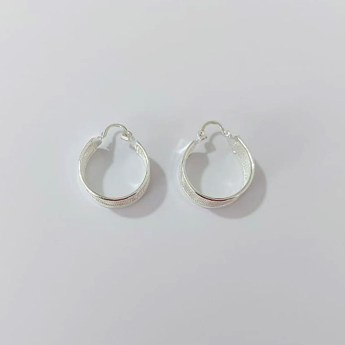 BRINCO FOLHEADO A PRATA COM 50 MILÉSIMOS + VERNIZ DIAMOND - BRINCOS DE ARGOLA COM TELA 11X21MM - PRA881