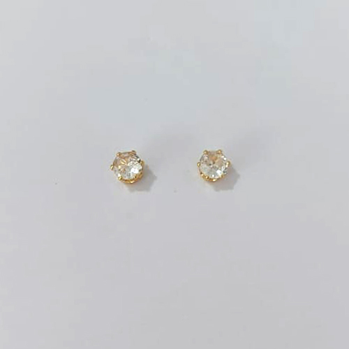 BRINCO FOLHEADO A OURO - BANHADO COM 5 MILÉSIMOS + VERNIZ DIAMOND - BRINCO DE PINO COM ZIRCÔNIA 5MM OURO1267