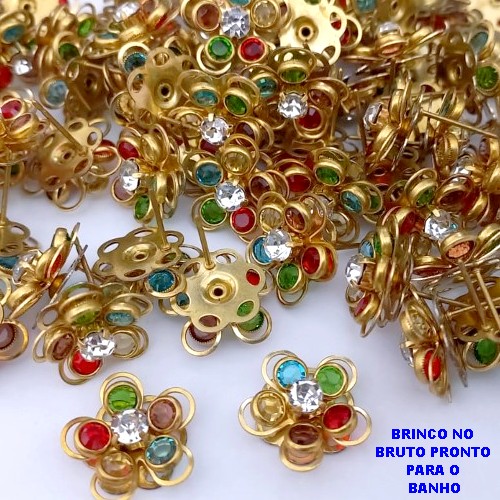 BRINCO NO BRUTO PRONTO PARA O BANHO(CX172)BRINCO COM FLOR SIMPLES DELICADO / COM UMA PEDRA DE ZIRCONIA / PESO 2.3GR / TAMANHO 1.5CM / BRU25217