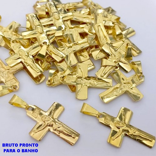 PINGENTE NO BRUTO PRONTO PARA O BANHO(CX172)PINGENTE DE CRUCIFIXO DE JESUS CRISTO( TAMANHO 3X2CM / PESO 2.4GR / BRU25225