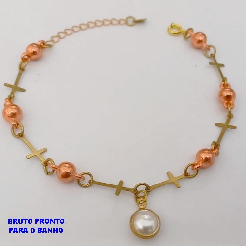PULSEIRA NO BRUTO PRONTO PARA O BANHO(173)-PULSEIRA SIMPLES E DELICADA TODA TRABALHADA(TAMANHO 18CM+EXTENSOR -( PESO 2.8GR - BRU25245