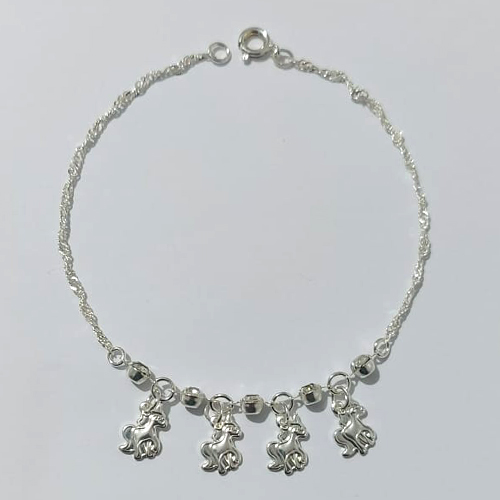 PULSEIRA FOLHEADA A PRATA COM 50 MILÉSIMOS + VERNIZ DIAMOND - PULSEIRA 18CM STRASS E UNICÒRNIOS - PRA901