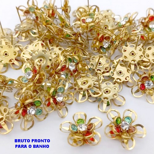 BRINCO NO BRUTO PRONTO PARA O BANHO(173)-BRINCO TODO TRABALHADO EM LATÃO/VIDRO E ZIRCONIA - TAMANHO 20MM / PESO 2.1GR - BRU25253